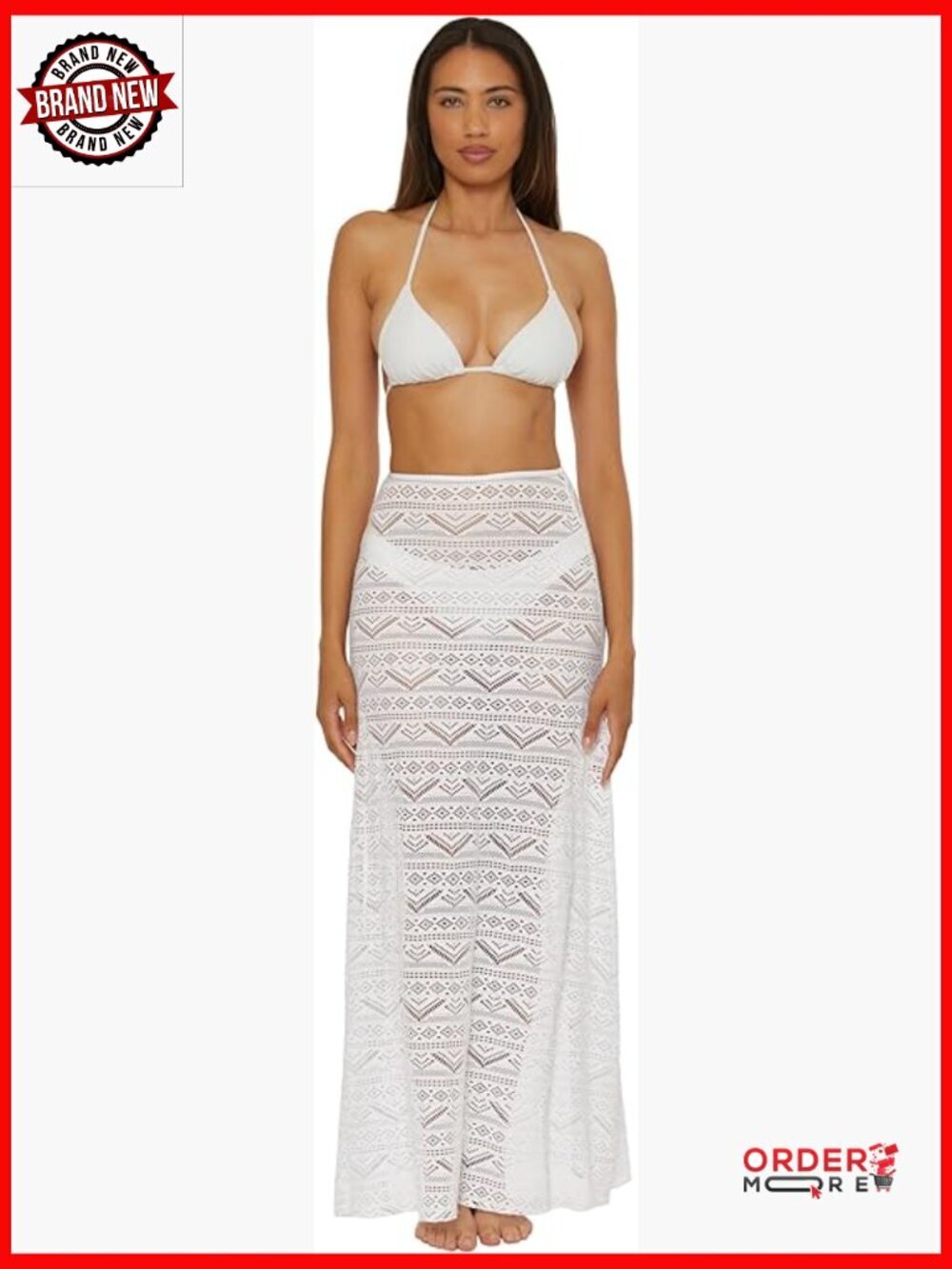 Crochet Maxi Skirt with High Side Slits, Sheer Beach Cover Up, Resort Wear